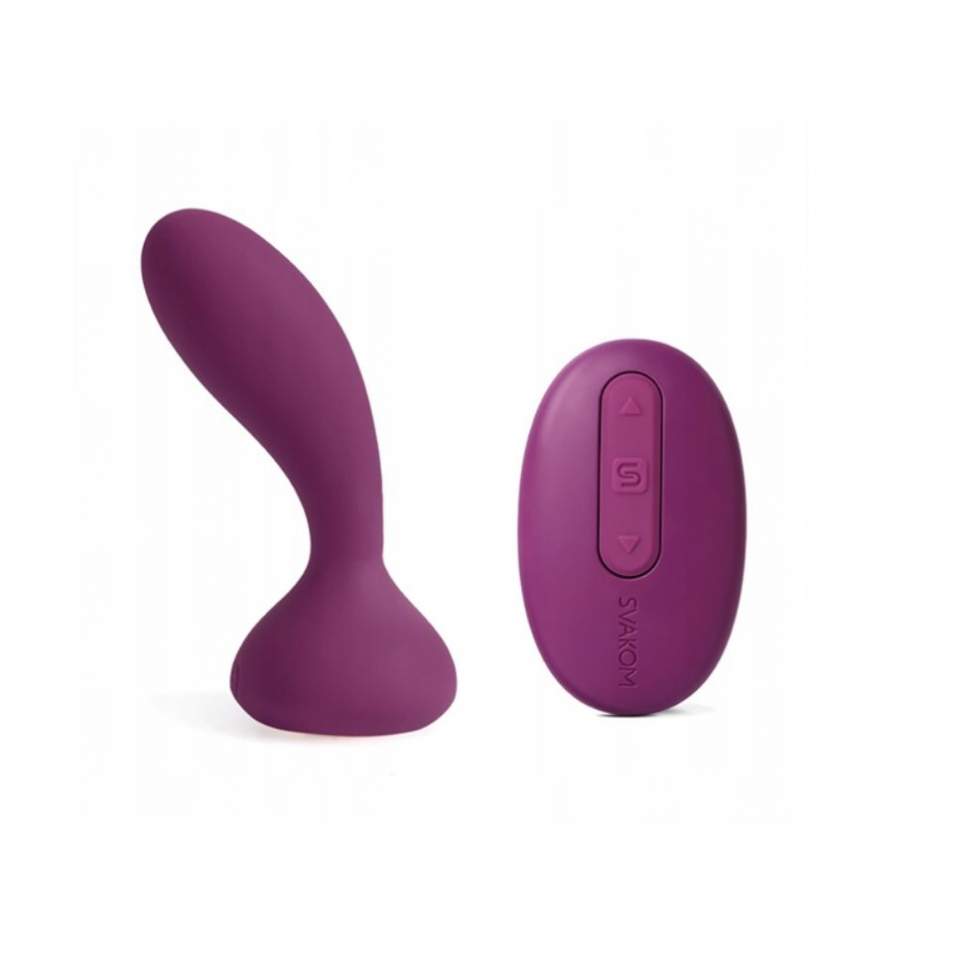Fioletowy wibrujący korek analny Svakom Julie dla par – 2,8 cm