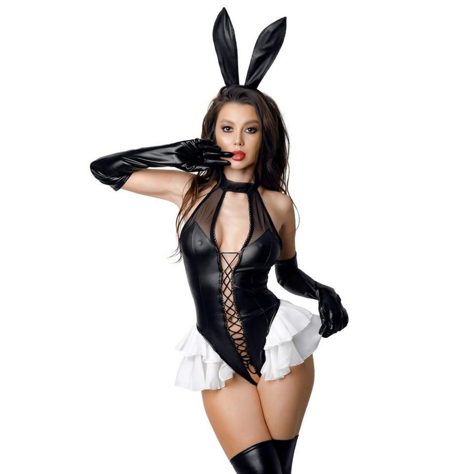 Zmysłowe body wiązane z przodu z dodatkami Wetlook Stacy