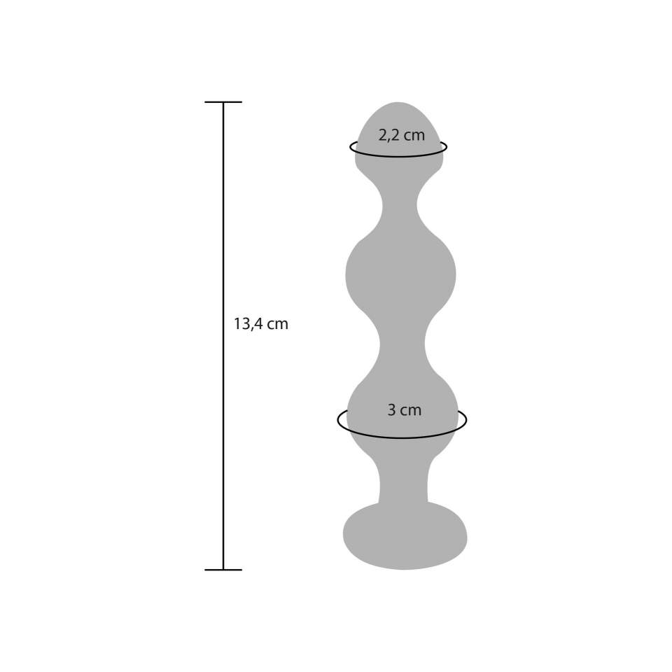 Srebrny korek analny z koraliki i kryształkiem - rozmiar L