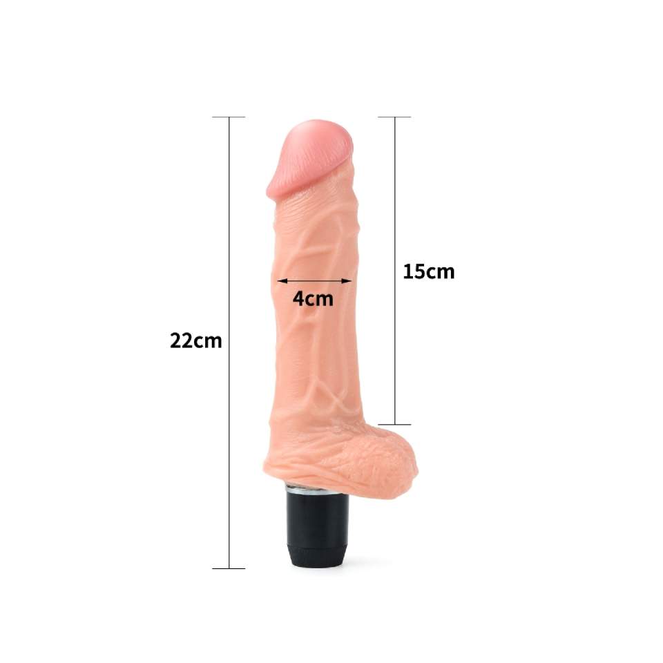 Realistyczne dildo z wibracjami w kolorze cielistym, wodoodporne i giętkie- 22cm