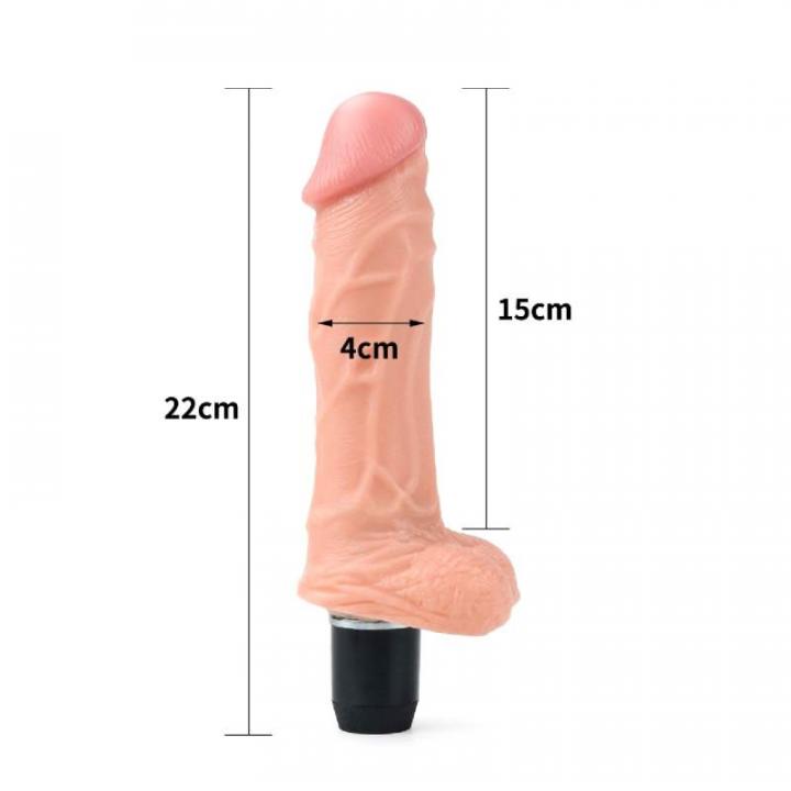 Realistyczne dildo z wibracjami w kolorze cielistym, wodoodporne i giętkie- 22cm