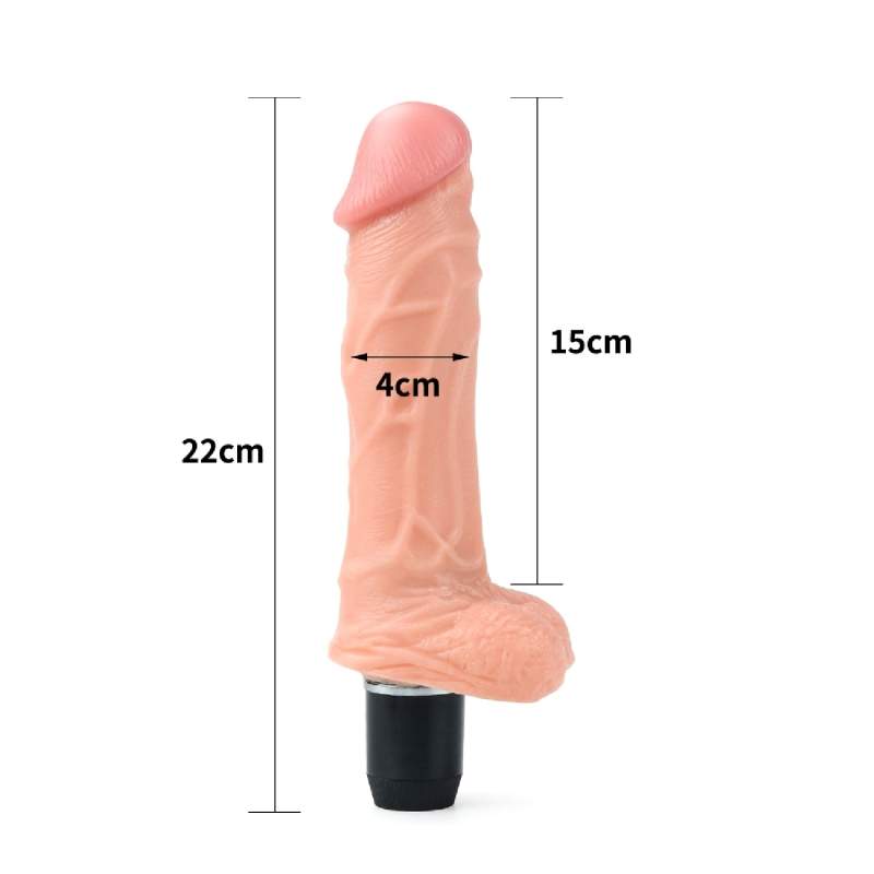 Realistyczne dildo z wibracjami w kolorze cielistym, wodoodporne i giętkie- 22cm