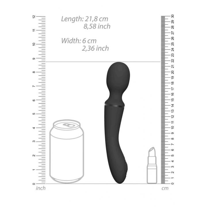 Silikonowy czarny dwustronny masażer z wymiennymi końcówkami: 10-funkcji wibracji