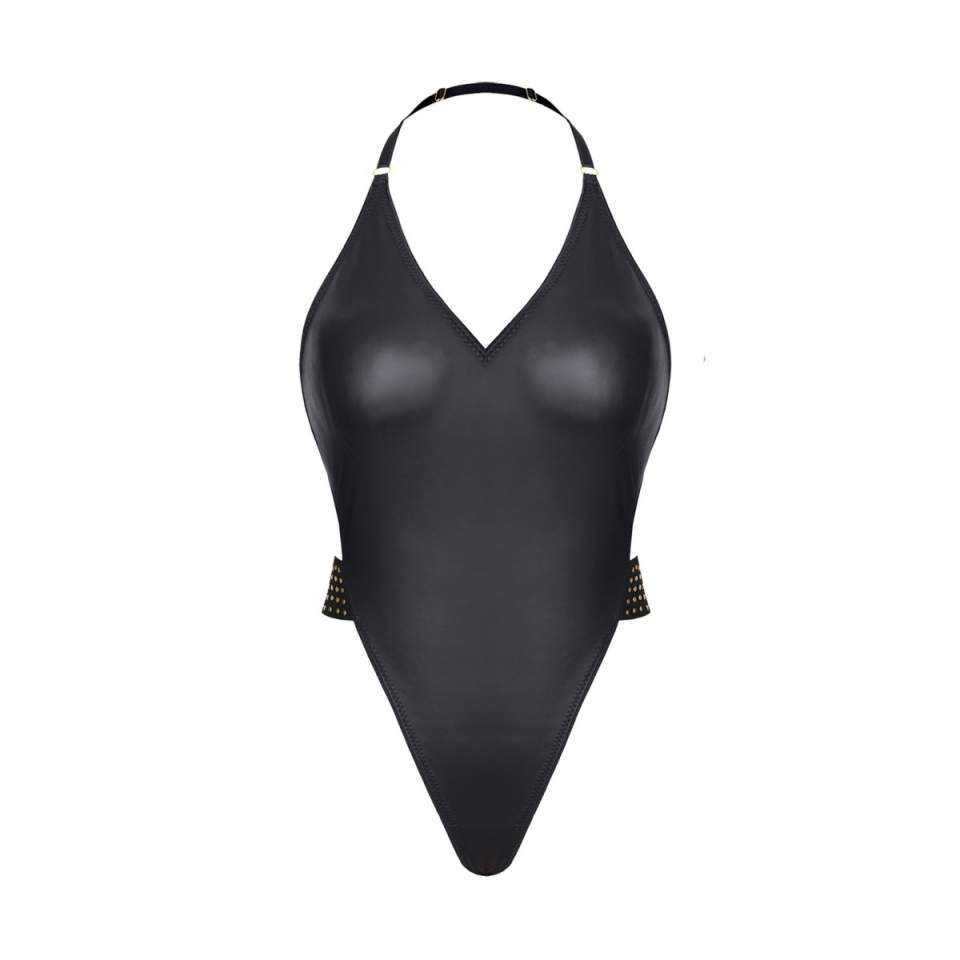 Zmysłowe body z eleganckim głębokim dekoltem i sekswnym tyłem Welook Demoniq Susan