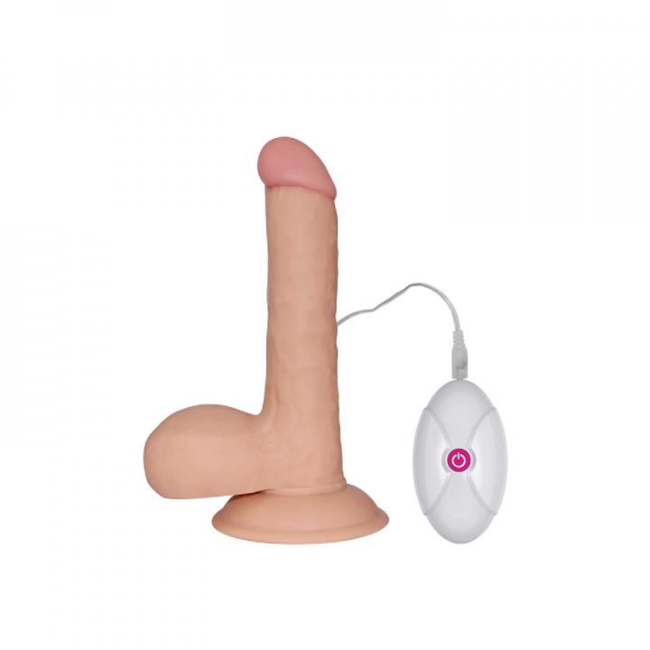 Realistyczne dildo z wibracjami w kolorze cielistym z przyssawką, 10 prędkości & wzory silnych wibracji- 18m