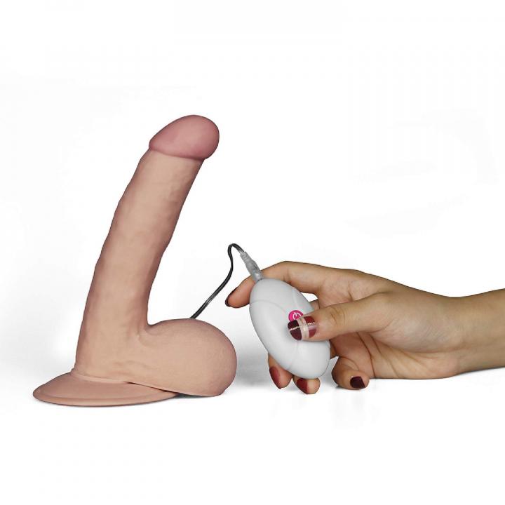 Realistyczne dildo z wibracjami w kolorze cielistym z przyssawką, 10 prędkości & wzory silnych wibracji- 18m