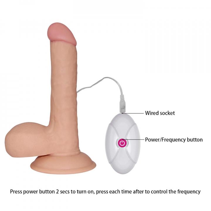 Realistyczne dildo z wibracjami w kolorze cielistym z przyssawką, 10 prędkości & wzory silnych wibracji- 18m