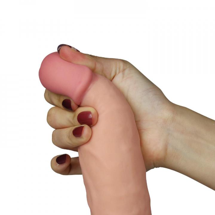 Realistyczne dildo z wibracjami w kolorze cielistym z przyssawką, 10 różnych trybów pulsacji i fal- 20m