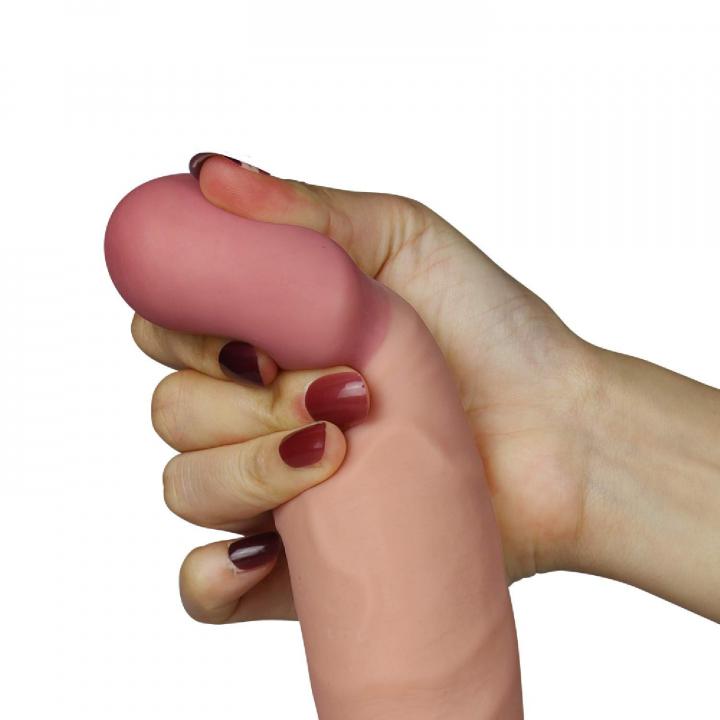 Realistyczne dildo z wibracjami w kolorze cielistym z przyssawką, 10 różnych trybów 10 trybów pulsacji i wibracji- 22m