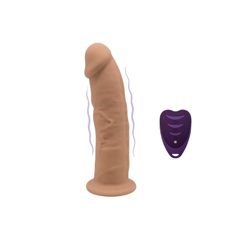 Realistyczne dildo z jądrami wzbogacone o wibracje, sterowany pilotem - 17,5cm
