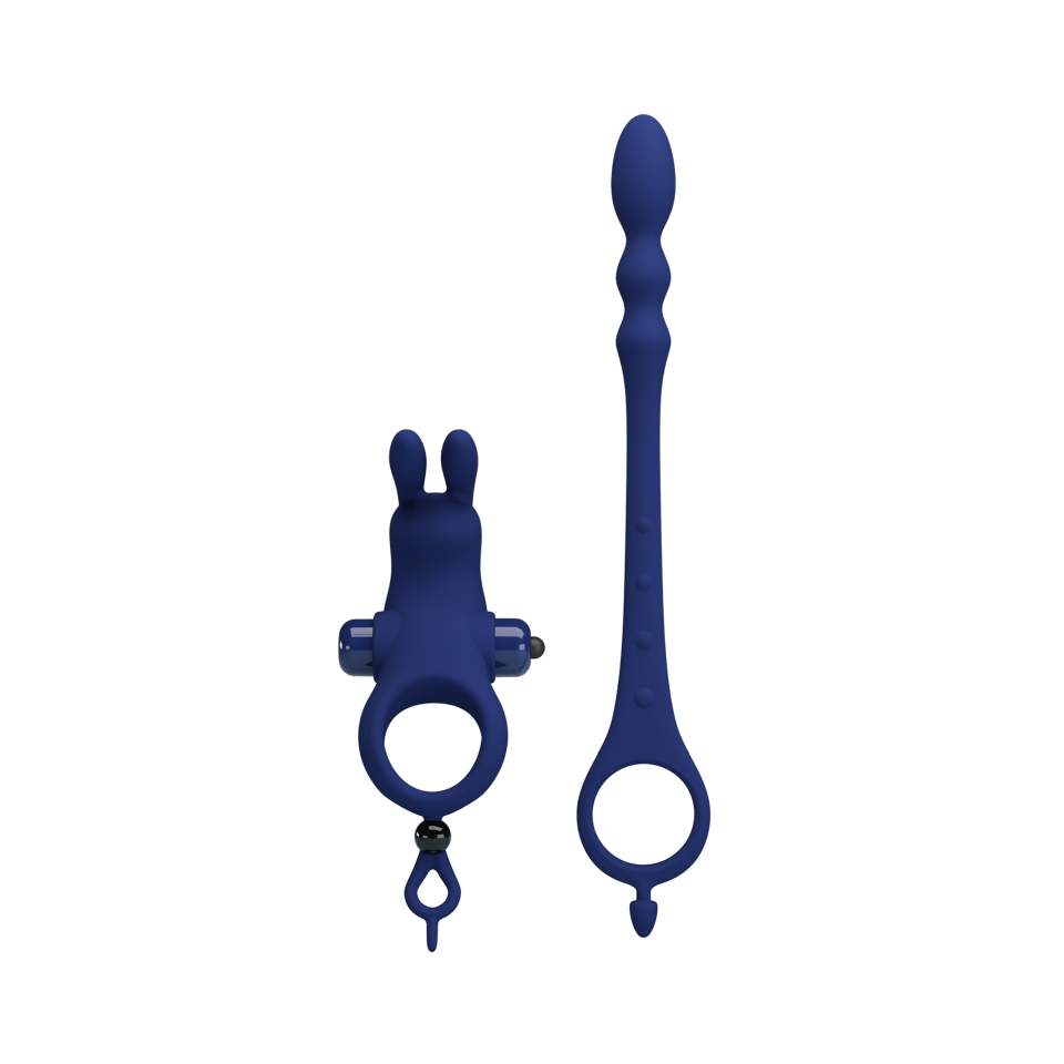 Wibrujący silikonowy piersień na penisa z dodatkiem wtyczki analnej - 10 funkcjii wibracji