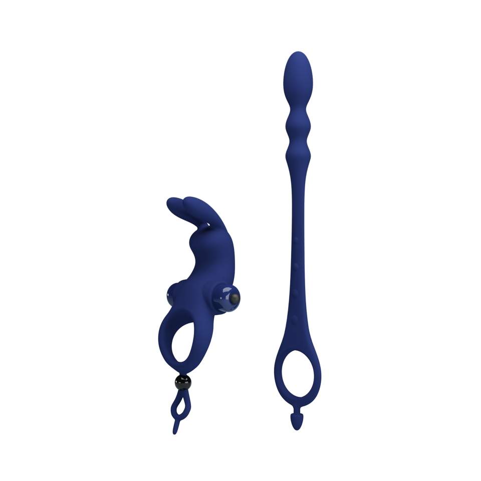 Wibrujący silikonowy piersień na penisa z dodatkiem wtyczki analnej - 10 funkcjii wibracji