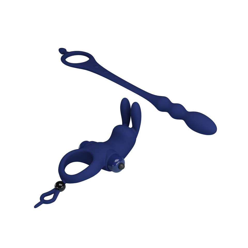 Wibrujący silikonowy piersień na penisa z dodatkiem wtyczki analnej - 10 funkcjii wibracji