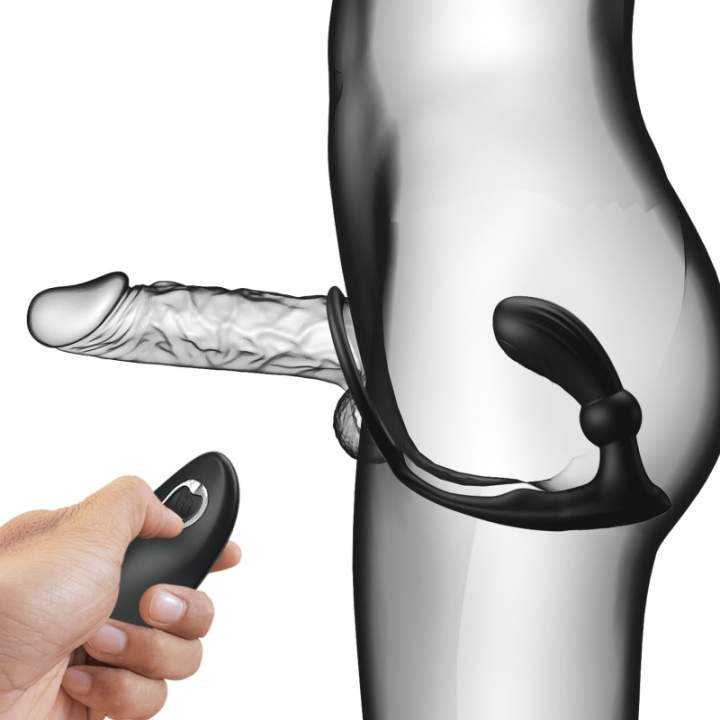 Wibrujący piersień na penisa z dodatkiem masazera prostaty - 12 funkcji wibracji