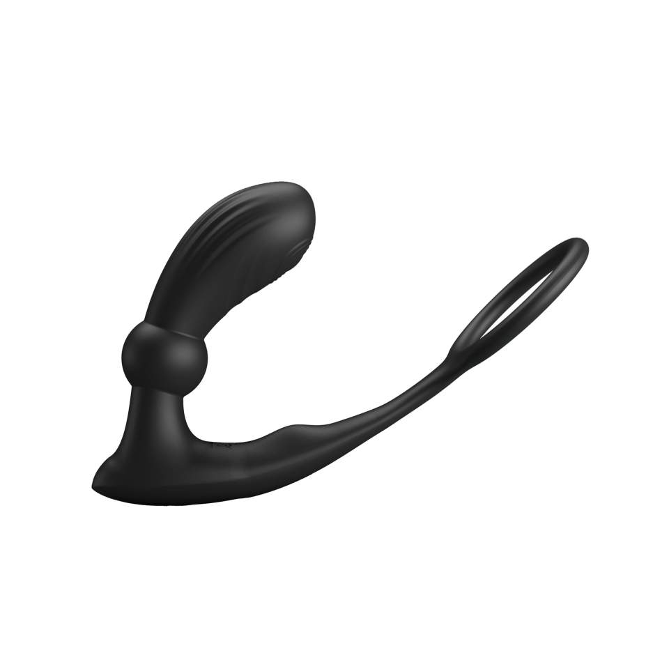 Wibrujący piersień na penisa z dodatkiem masazera prostaty - 12 funkcji wibracji