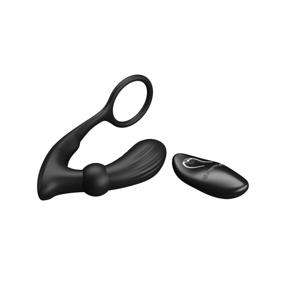 Wibrujący piersień na penisa z dodatkiem masazera prostaty - 12 funkcji wibracji