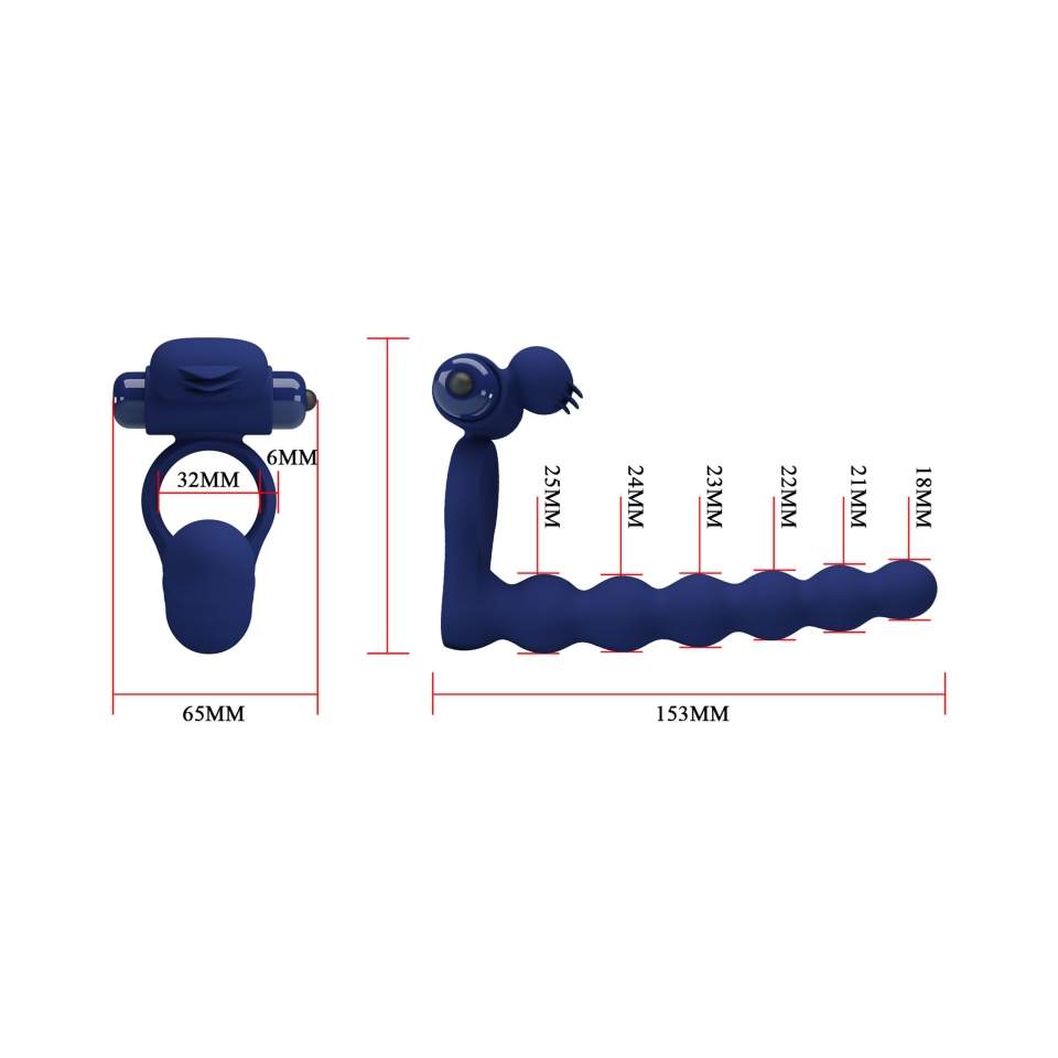 Pierścień na penisa z wibrująca nakładka - 10 funkcjami wibracji