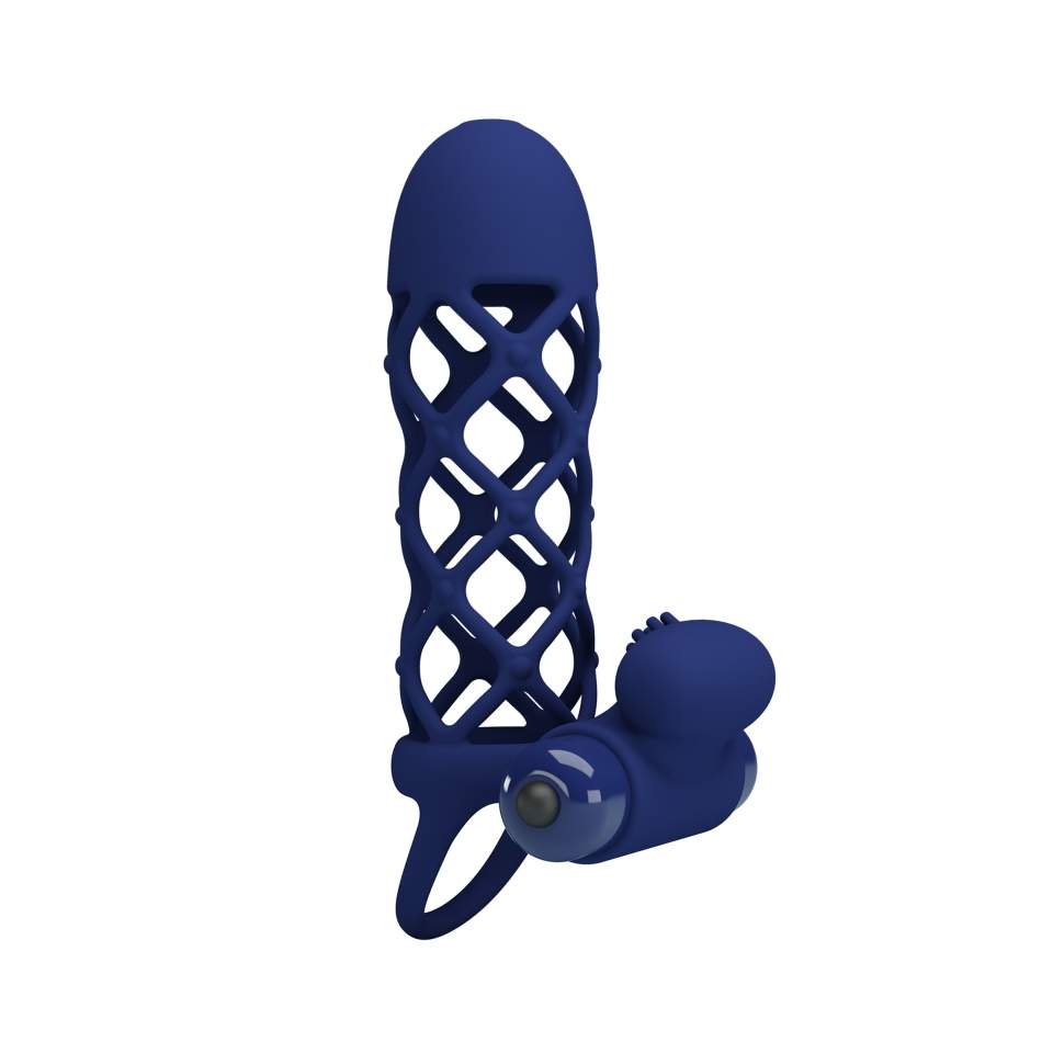 Wibrująca silikonowa nakładka na penisa - 10 funkcji wibracji