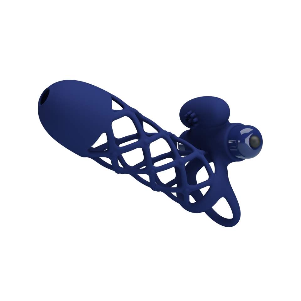 Wibrująca silikonowa nakładka na penisa - 10 funkcji wibracji