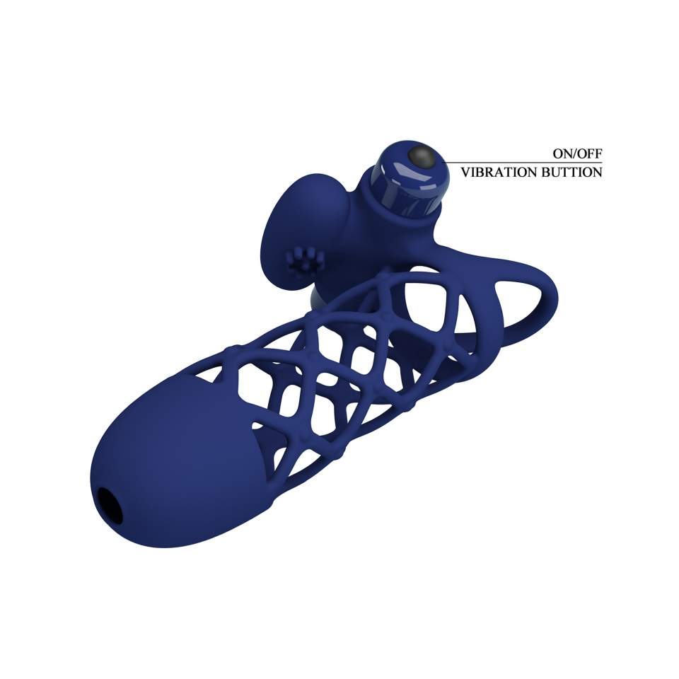 Wibrująca silikonowa nakładka na penisa - 10 funkcji wibracji