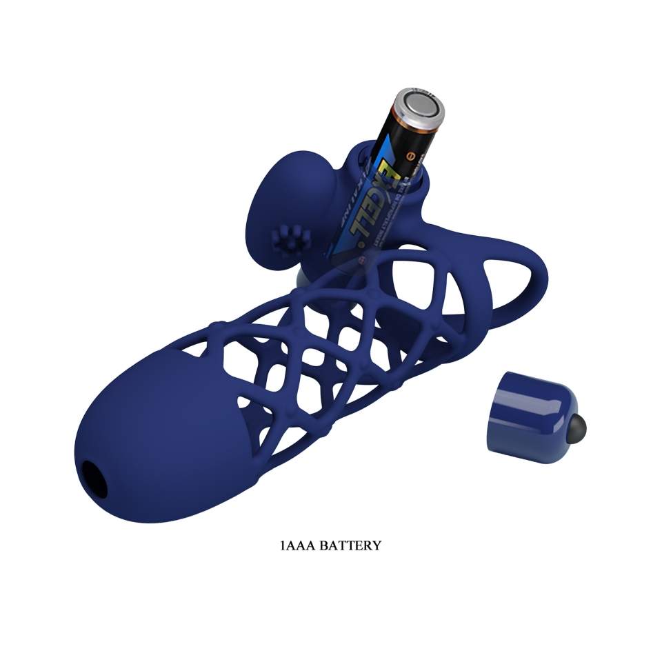 Wibrująca silikonowa nakładka na penisa - 10 funkcji wibracji