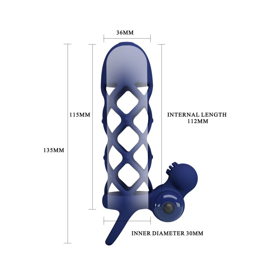 Wibrująca silikonowa nakładka na penisa - 10 funkcji wibracji