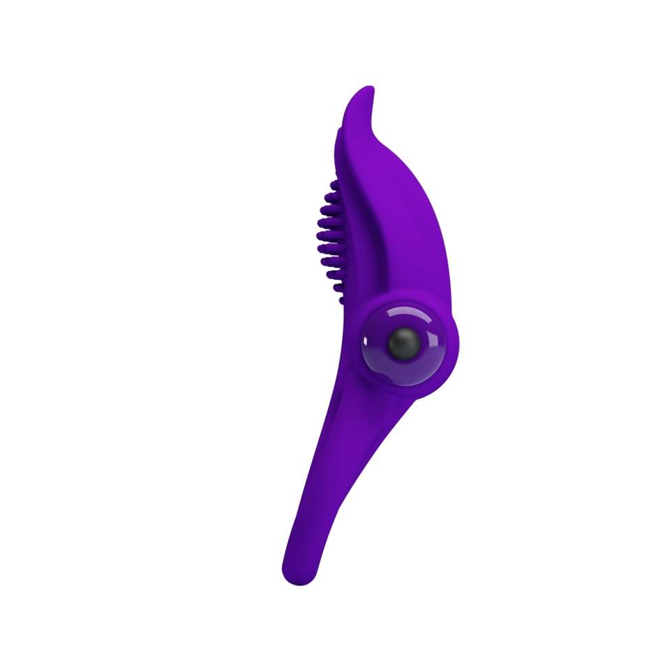 Fioletowy silikonowy pierścień z wibracją oraz wypustkami do stymulacji łechtaczki