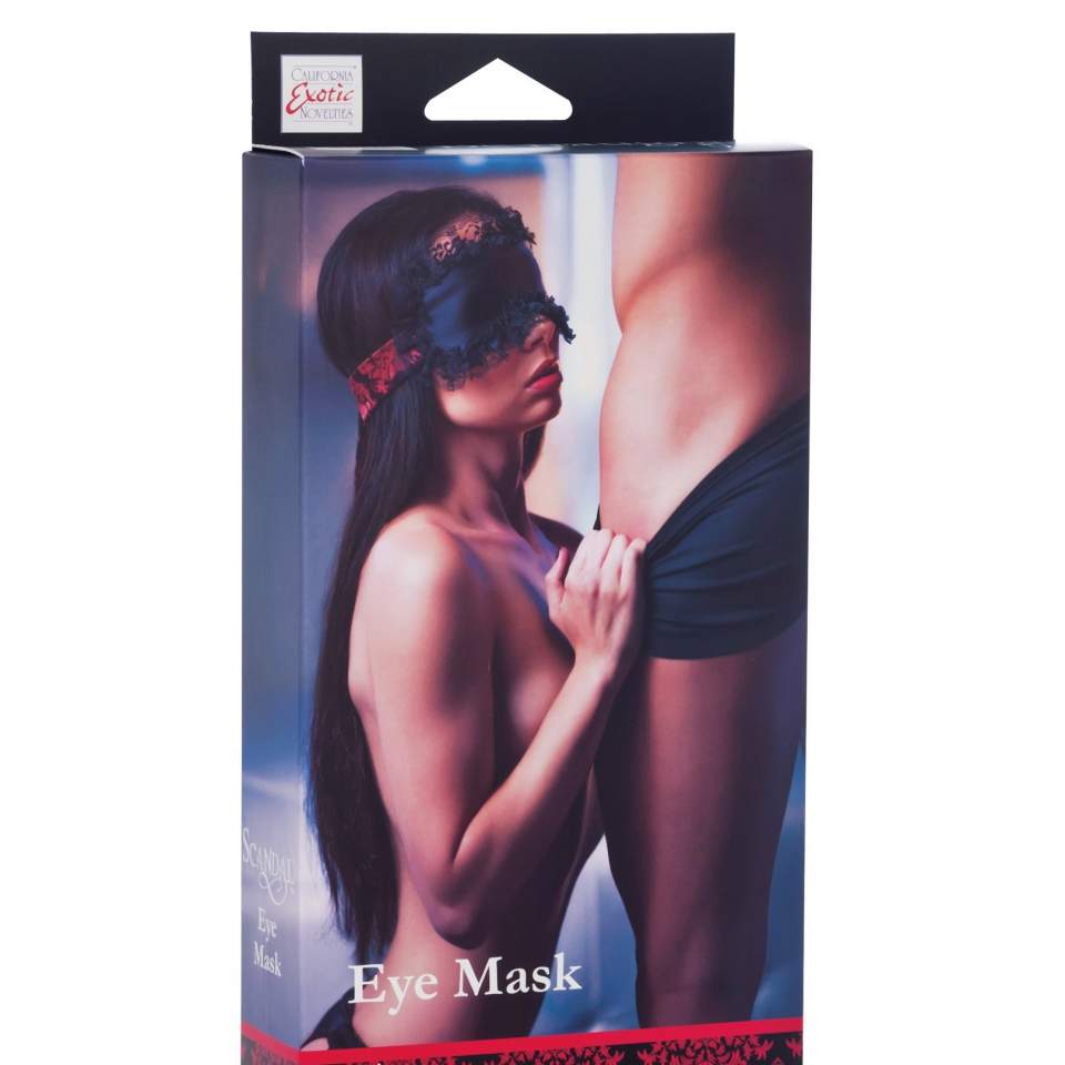 Czarna zmysłowa opaska na oczy z koronką i regulowaną wstążką