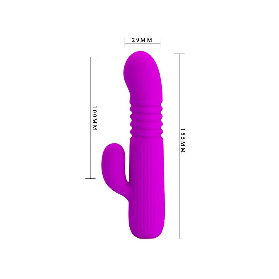Fioletowy silikonowy wibrator króliczek ze stymulacją łechtaczki i 8 trybami pracy
