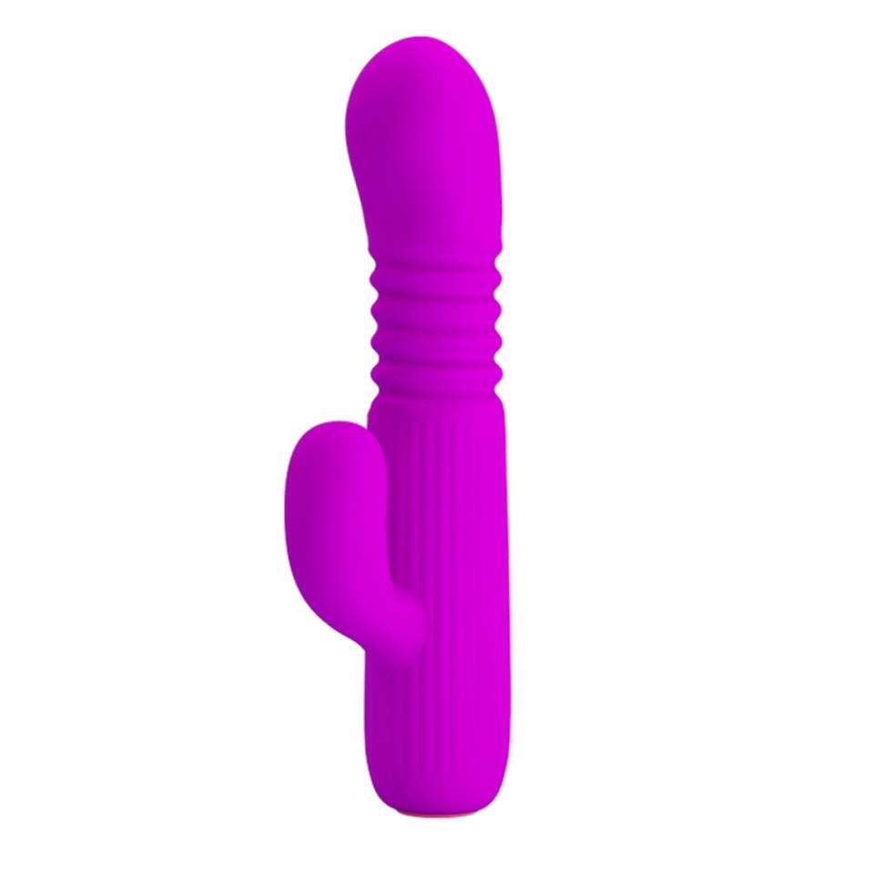 Fioletowy silikonowy wibrator króliczek ze stymulacją łechtaczki i 8 trybami pracy