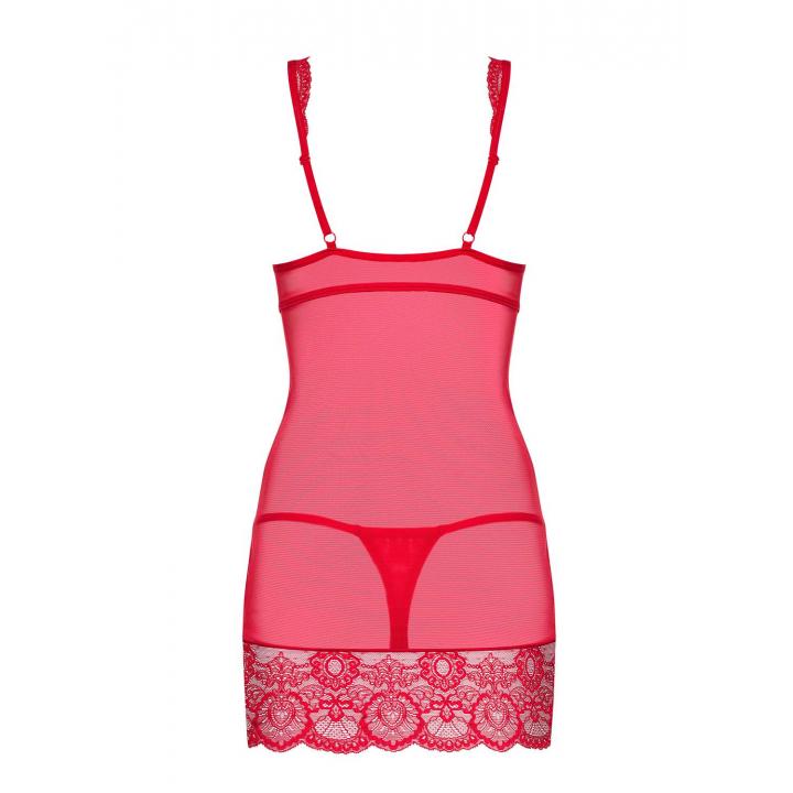 Czerwona koszulka Obsessive 853-CHE-3 w zestawie ze stringami