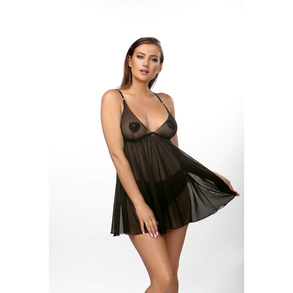 Zwiewna koszulka babydoll w kolorze czarnym Anais Jesse