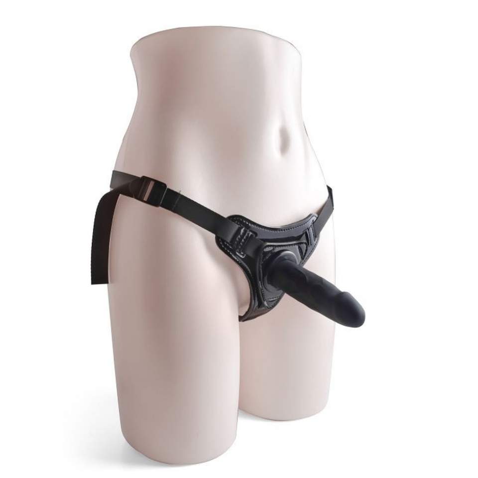 Strap-on regulowany z silikonowym czerwonym dildem