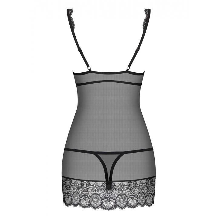 Czarna koszulka Obsessive 853-CHE-1 w zestawie ze stringami 