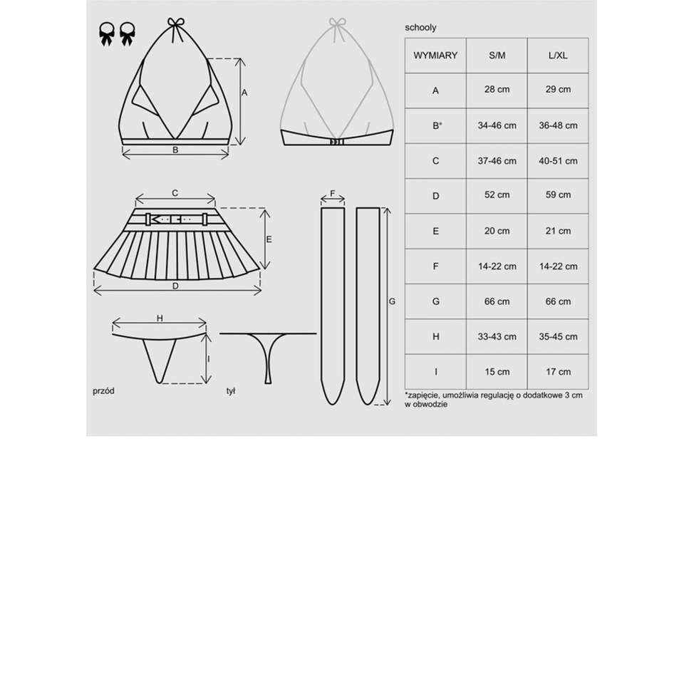 Seksowny 5-częściowy kostium uczennicy Obsessive Schooly