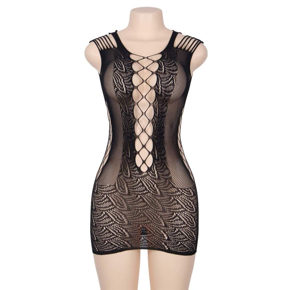 Krótka sukienka siateczkowa w kolorze czarnym