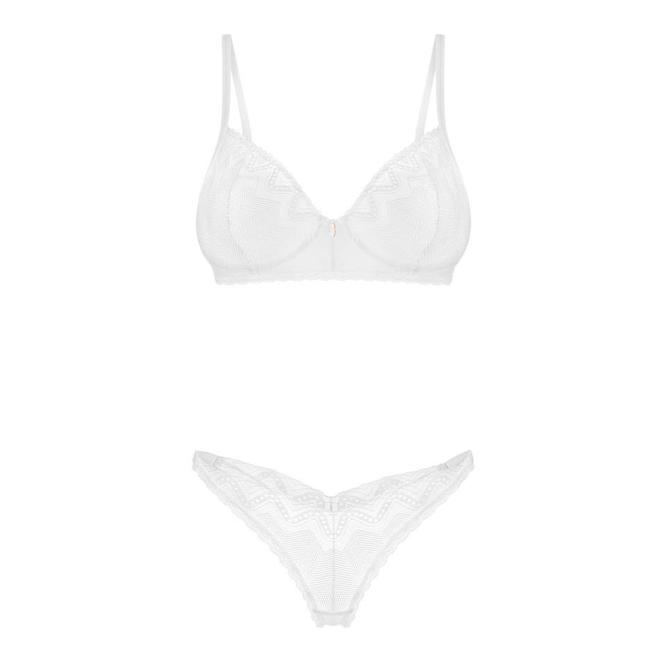 Biały zmysłowy komplet 2-częściowy marki Obsessive Alissium