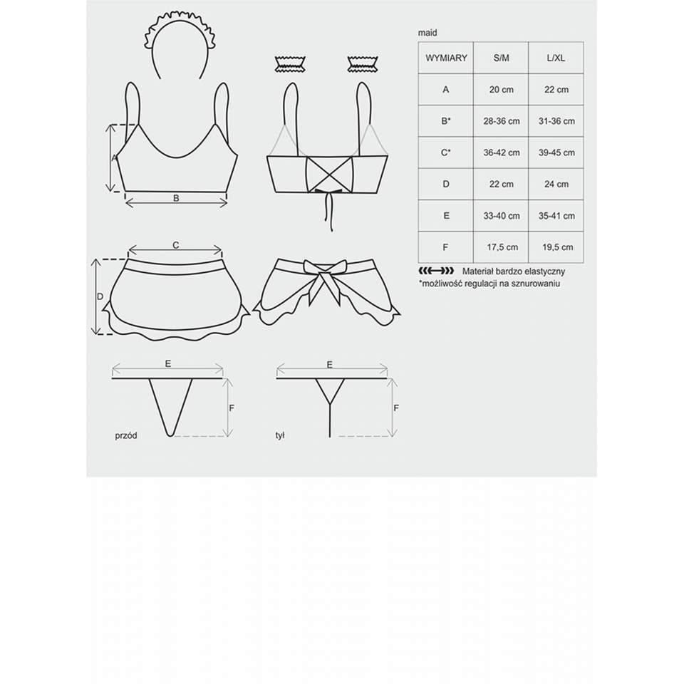 Kuszący strój pokojówki 5-elementy marki Obsessive Maid