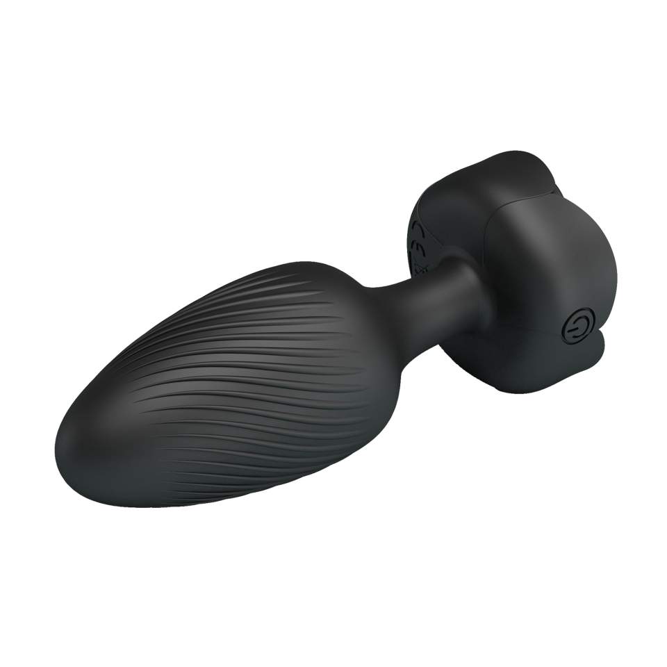 Wibrujący Korek Analny wykonany z silikonu z podświetleneim Led - 10 trybów wibracji - czarny