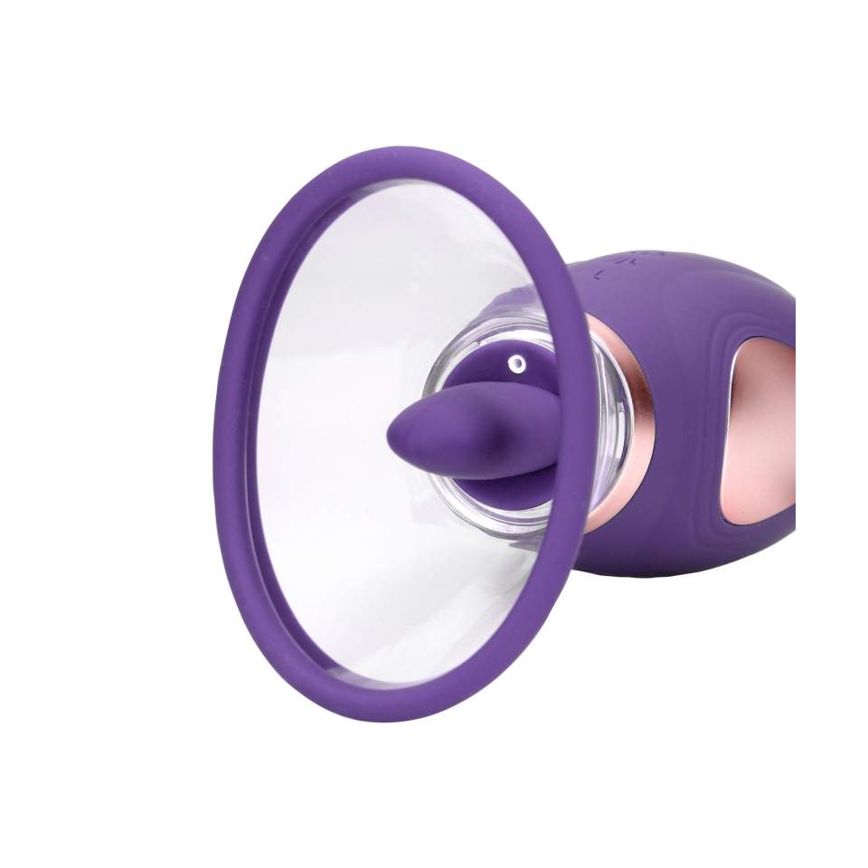 Silikonowa pompka do łechtaczki i piersi w eleganckim fioletowym kolorze: 2w1, ładowanie USB, 13-trybów ssania