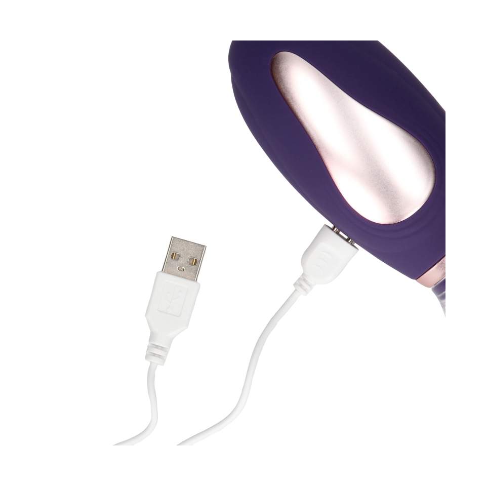 Silikonowa pompka do łechtaczki i piersi w eleganckim fioletowym kolorze: 2w1, ładowanie USB, 13-trybów ssania