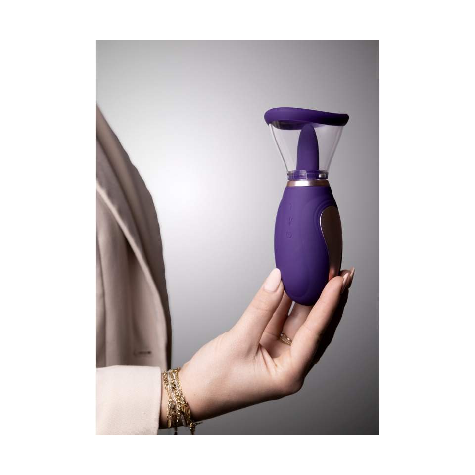 Silikonowa pompka do łechtaczki i piersi w eleganckim fioletowym kolorze: 2w1, ładowanie USB, 13-trybów ssania