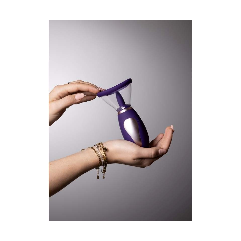 Silikonowa pompka do łechtaczki i piersi w eleganckim fioletowym kolorze: 2w1, ładowanie USB, 13-trybów ssania