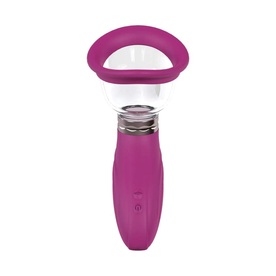 Różowa pompka próżniowa do stymulacji warg sromowych oraz piersi - 3 wymienne końcówki