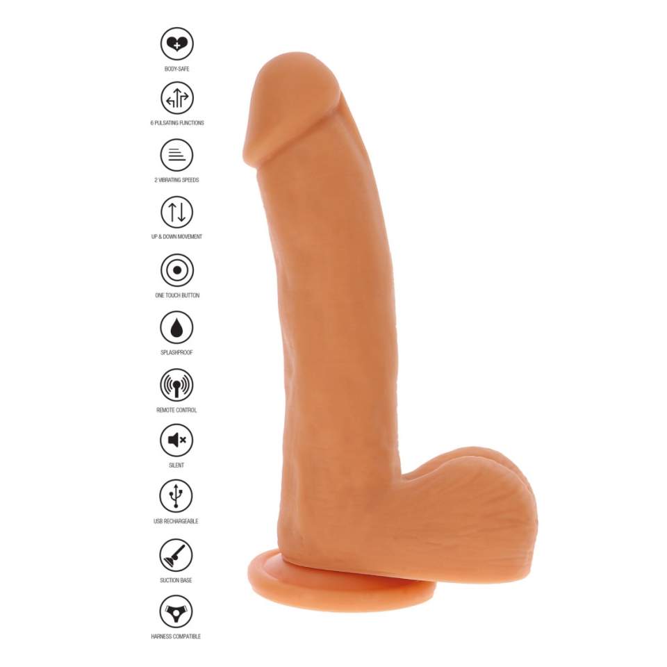 Cieliste Magnetyczne Pulsacyjne dildo wykonane z silikonu - 19,5cm