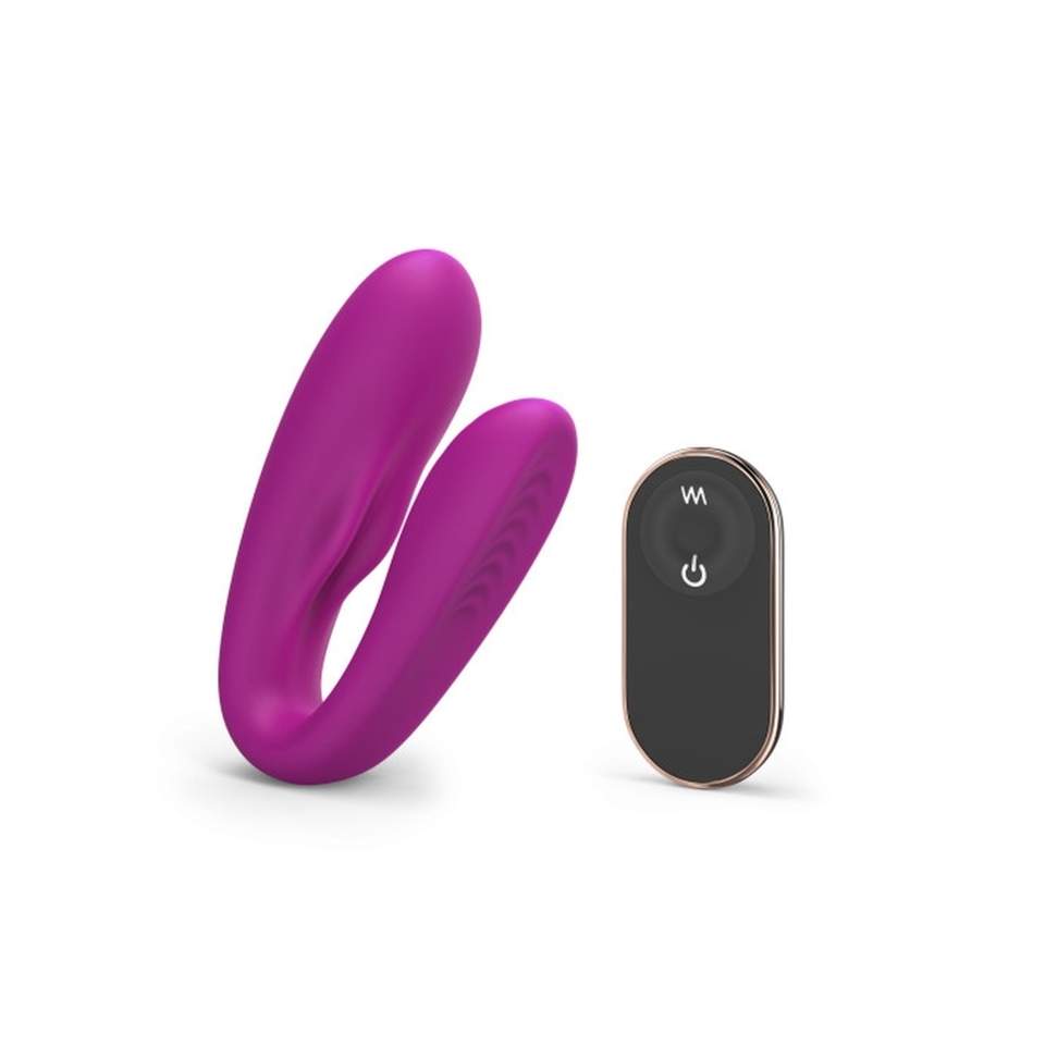 Różowy wibrator, podwójne zastosowanie : solo lub dla pary sterowany pilotem - 9 trybów wibracji