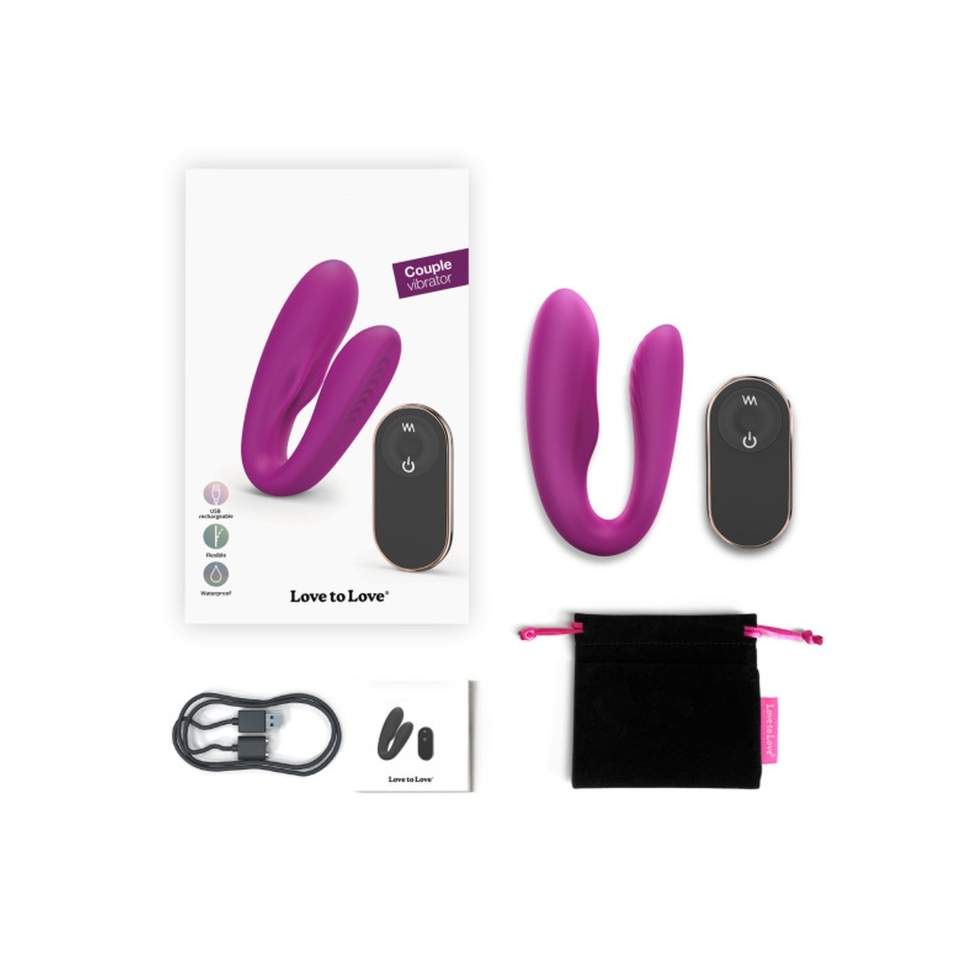 Różowy wibrator, podwójne zastosowanie : solo lub dla pary sterowany pilotem - 9 trybów wibracji