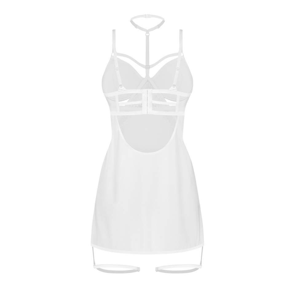 Biała Zmysłowa koszulka w luksusowym stylu z koronkowym wykończeniem Obsessive Arrowel White