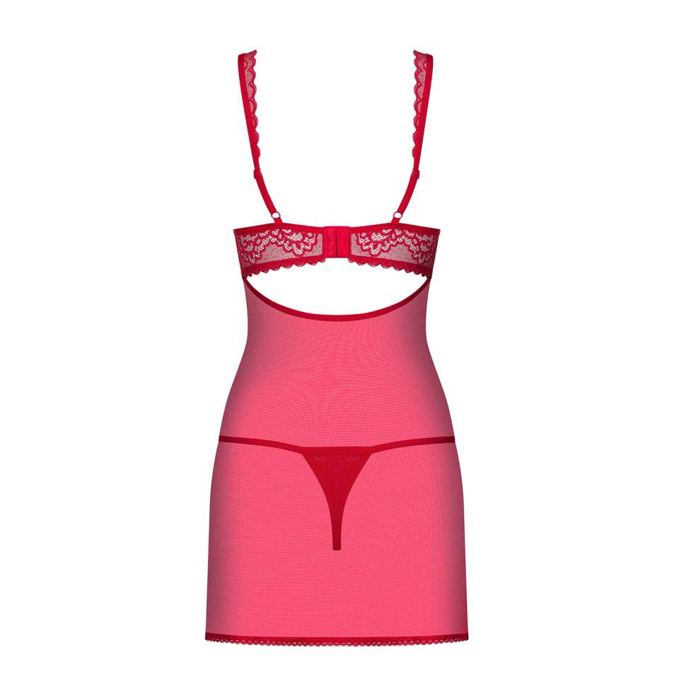 Czerwona koszulka Obsessive Rougebelle w komplecie ze stringami