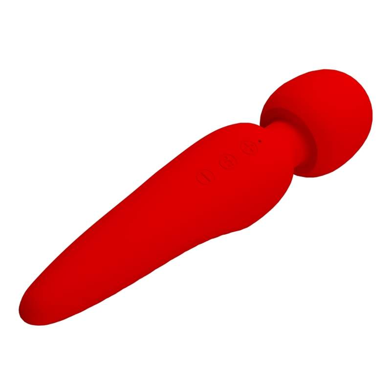 Czerwony silikonowy masażer łechtaczki w kształcie różdżki - 7 trybów wibracji